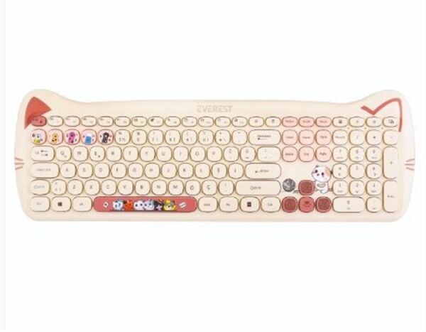 Everest KM-6283 CATTY Renkli Tuşlu Sarı Kablosuz 2.4 + BT Q Multimedia Klavye + Mouse + Pad Set