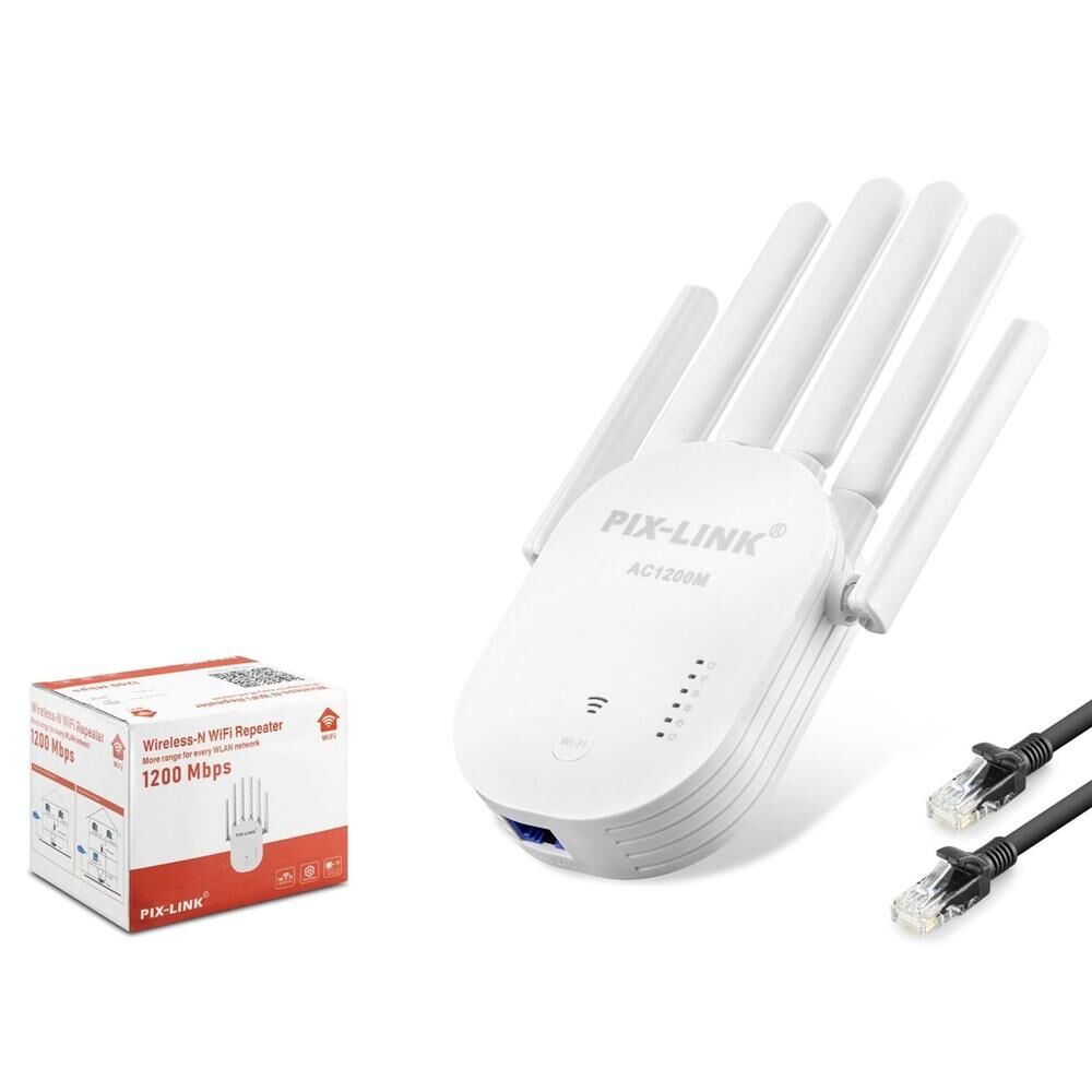 Pix-Link Wr60T Wifi Repeater 1200Mbps Beyaz Çift bant Wi-Fi 2.4 GHz  WPS Desteği