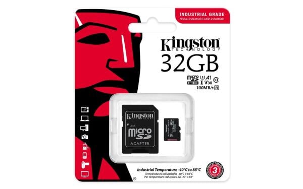 Kingston SDCIT2-32GB 32GB microSDHC Industrial C10 A1 pSLC Card + SD Adapter Hafıza Kartı