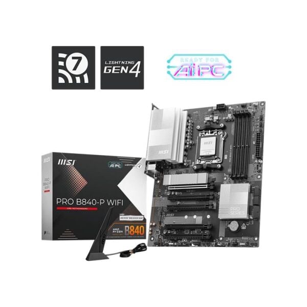 MSI PRO B840-P WIFI DDR5 8000MT/S 1XHDMI 2XM.2 ATX AM5 (AMD AM5 9000/8000/7000 SERİLERİ İLE UYUMLU)