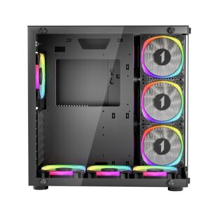 1ST PLAYER SP8 SİYAH 750W 80+ SILVER ATX 3.1 ARGB 7X12CM FAN TEMPERLİ CAM USB 3.0 ATX KASA