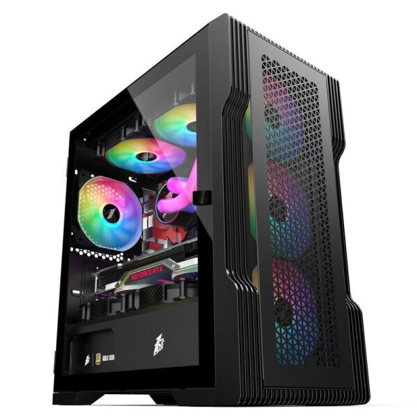 1ST PLAYER TRILOBITE T3 SİYAH 600W 80+ ARGB 4X12CM FAN TEMPERLİ CAM MESH USB 3.0 M-ATX KASA