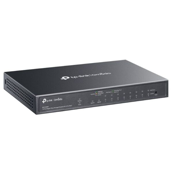 TP-LINK OMADA ES210GMP 10 PORT GIGABIT + 8PORT POE+ YÖNETİLEBİLİR 123W POE METAL KASA SWITCH