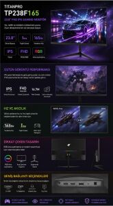 TITANPRO TP238F165 23,8'' 1MS 165Hz IPS FHD sRGB Gaming Monitör