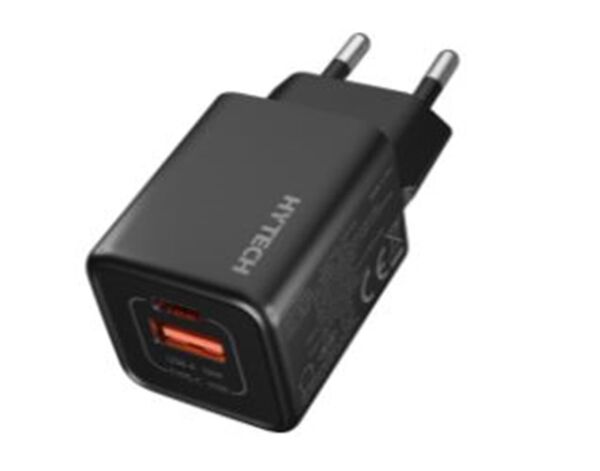 Hytech HY-XEG35 Type USB-C 35W PD + 18W USB QC 3.0 GAN PD-PPS Siyah Hızlı Ev Şarj Adaptörü