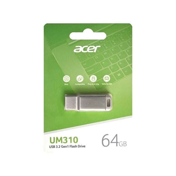 Acer 64GB USB3.2 UM310-64GB Metal Flash Bellek (105-40 MB-s) Okuma-Yazma