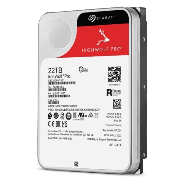 22TB SEAGATE IRONWOLF 7200 512M NAS ST22000NT001
