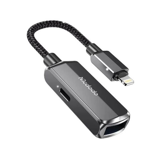 MCDODO CA-2690 2İN 1 Lightning To USB-A 3.0  Şarj Desteği Ve Veri Aktarım Cihazı - Koyu Gri