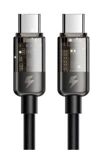 MCDODO CA-2840 Type-C To Type-C 100W Led Işıklı Power Off Hızlı Data Şarj Kablosu 1.2m - Siyah
