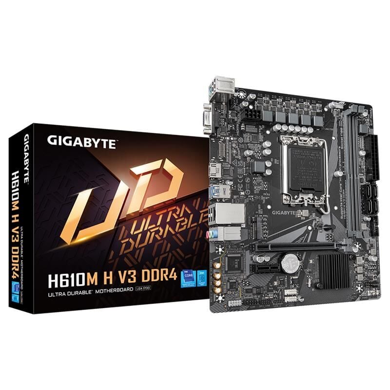 GIGABYTE H610M-H-V3 DDR4 3200MHZ 1XVGA 1XHDMI 1XM.2 USB 3.2 MATX 1700P (12. / 13. VE 14. NESİL İŞLEMCİ UYUMLU)