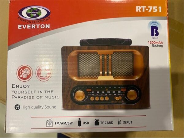 Everton Rt-751 -Fm-Am-Sw-Usb-Tf Card-Aux Nostaljik Radyo Solar (Güneş Paneli)