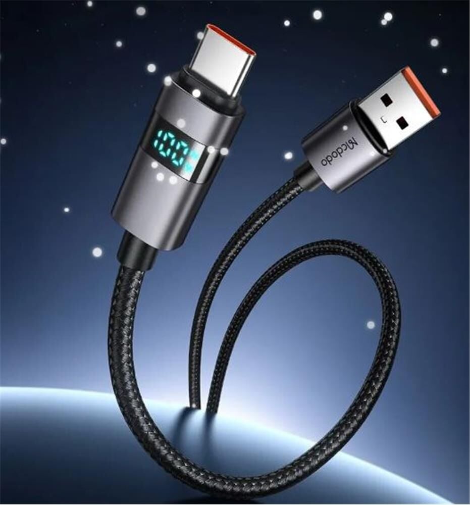 MCDODO CA-6520 USB-A TO USB-C KABLOSU YATAY LED EKRANLI SİYAH