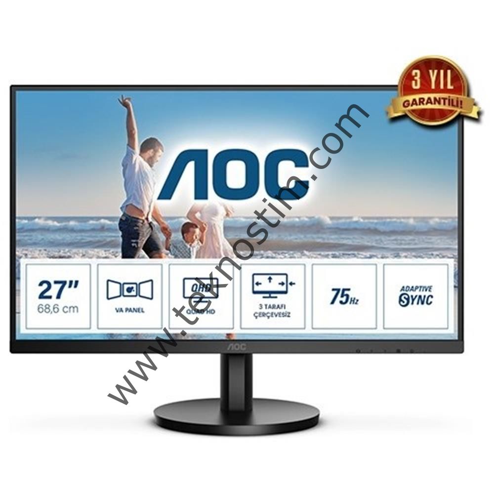 Aoc 27'' Q27B3MA 75Hz 4ms Qhd HDMI Dp Va Flat Antiglare Freesync Monitör