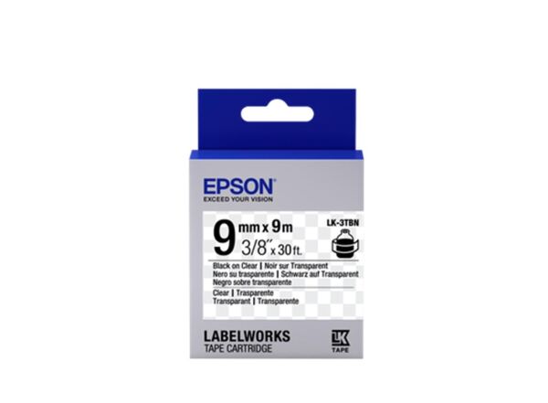 Epson LK-3TBN Şeffaf Üzeri Siyah 9mm 9Metre Etiket