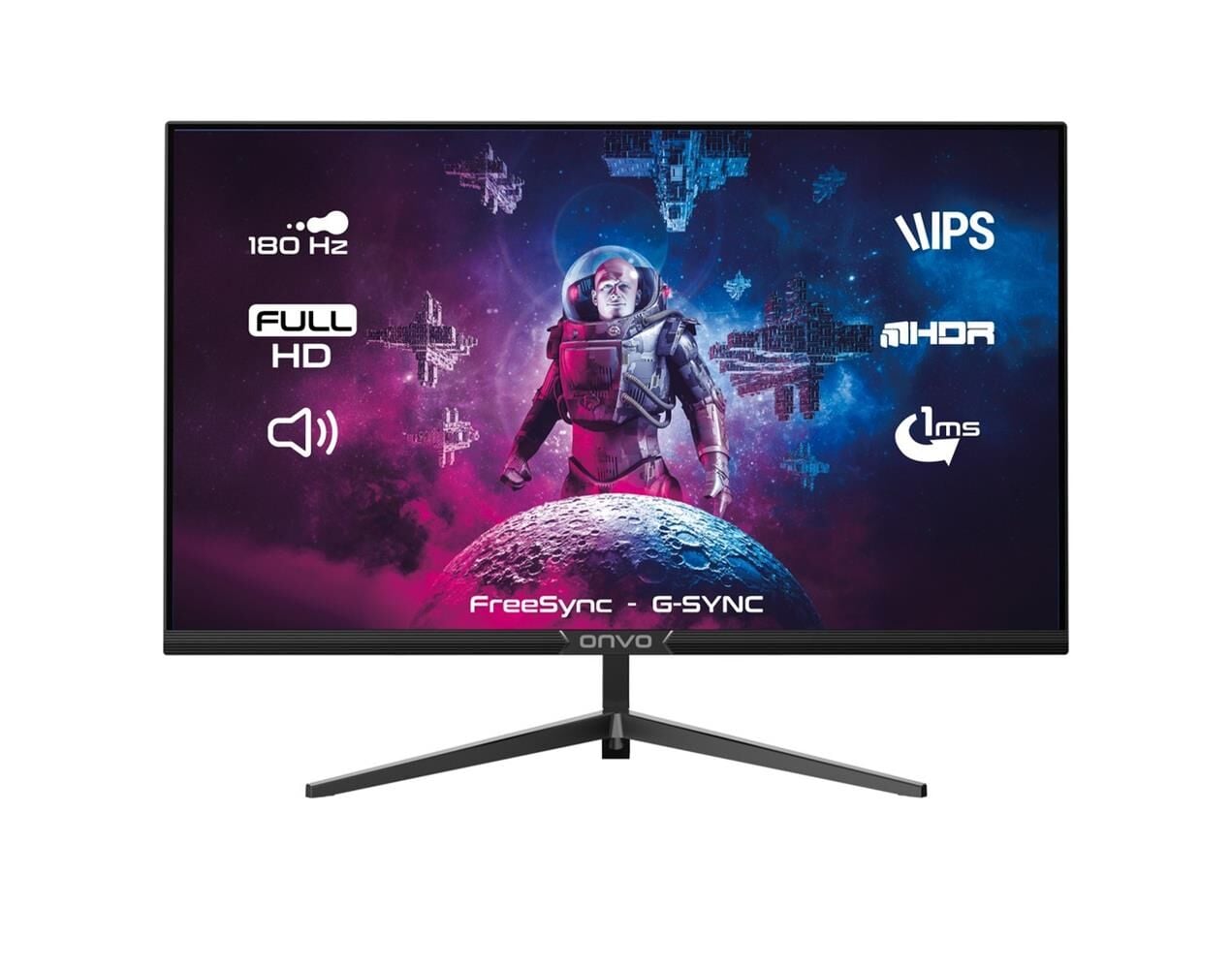 Onvo 32'' OV32MNT301GQ 32 Fast IPS 180 HZ 1ms 2K QHD Freesync - Multimedya G Sync Pivot Oyun Monitörü