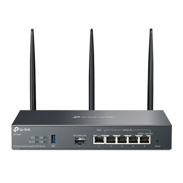 TP-LINK OMADA ER706W AX3000 WIFI6 1XGIGABIT SFP WAN/LAN PORT 1XGIGABIT RJ45 WAN PORT 4XGIGABIT WAN/LAN RJ45 VPN ROUTER