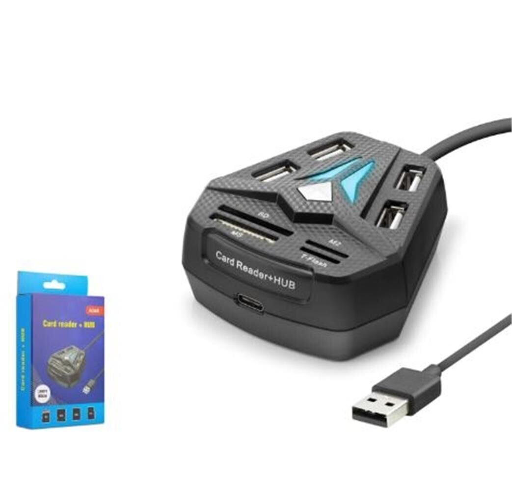 HADRON A068B USB Combo Hub Kart Okuyucu 8 Port 480 Mbps 60 cm Siyah