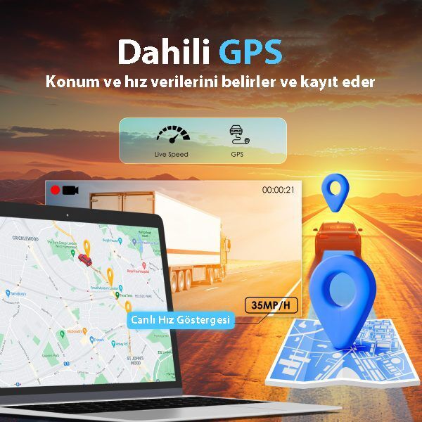 REXING R316 4K GPS WI-FI ARAC KAMERASI + 64GB SD