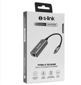 S-link SW-U336 Gri Metal Type-C to RJ45 10-100-1000Mbps Gigabit Adaptör