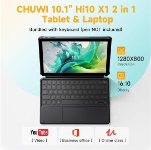 Chuwi Hi10 X2 Intel Core i3 10100Y 8GB DDR5 RAM 256GB Siyah 2in1 W11 10.1'' Klavyeli Tablet