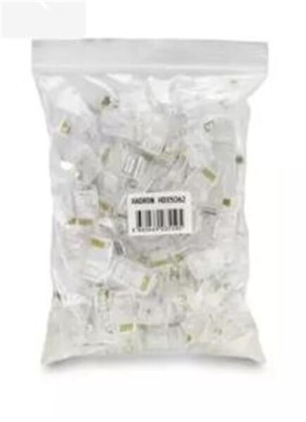 Hadron Hdx5062 Cat5 Konnektör Ez Rj45 Delikli 100Lü Paket Şeffaf