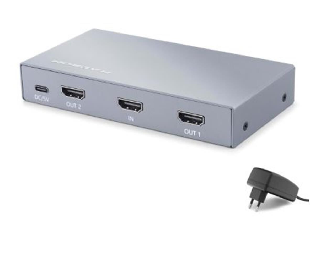 HADRON HDX1431 HDMI Splitter EDID 8K 60 Hz 1 Giriş 2 Çıkış Gri