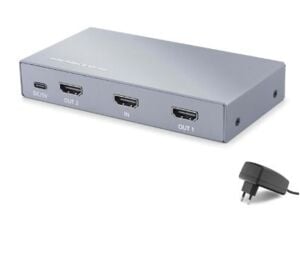 HADRON HDX1431 HDMI Splitter EDID 8K 60 Hz 1 Giriş 2 Çıkış Gri