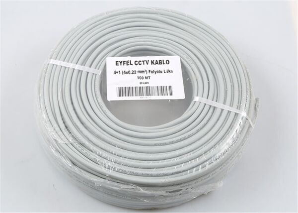 Eyfel EF-C400 4+1 2x0.22 (14x0.18 CCA) Folyolu 100Mt CCTV Kablo