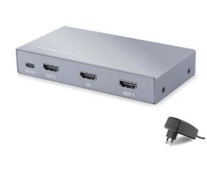 HADRON HDX1428 HDMI Splitter EDID 4K 60 Hz 1 Giriş 2 Çıkış Gri