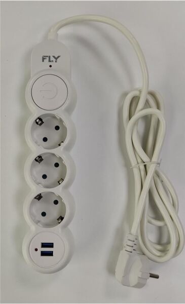Fly 3393-01 3lü 2mt 2.1A Anahtarlı 2Usb Şarj Çıkışlı Akım Korumalı 2500w