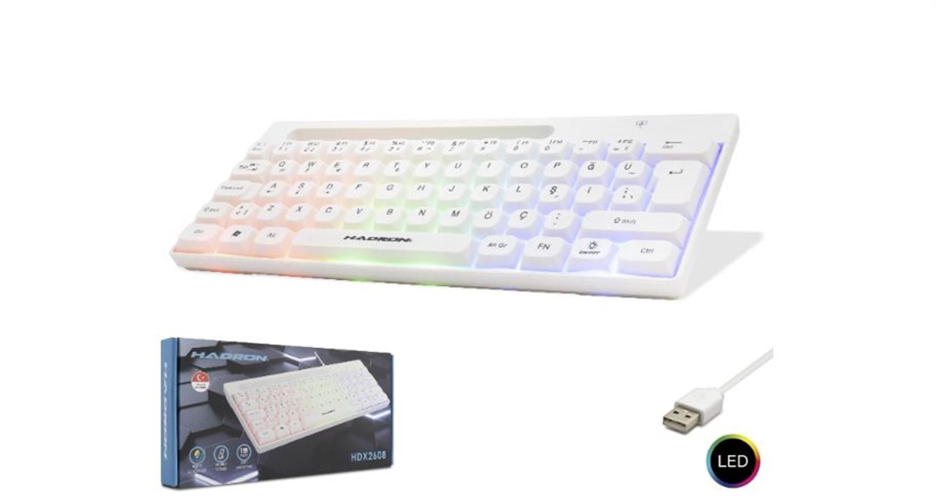 Hadron Hdx2608 Kablolu Oyuncu Mini Klavye Led Q Beyaz