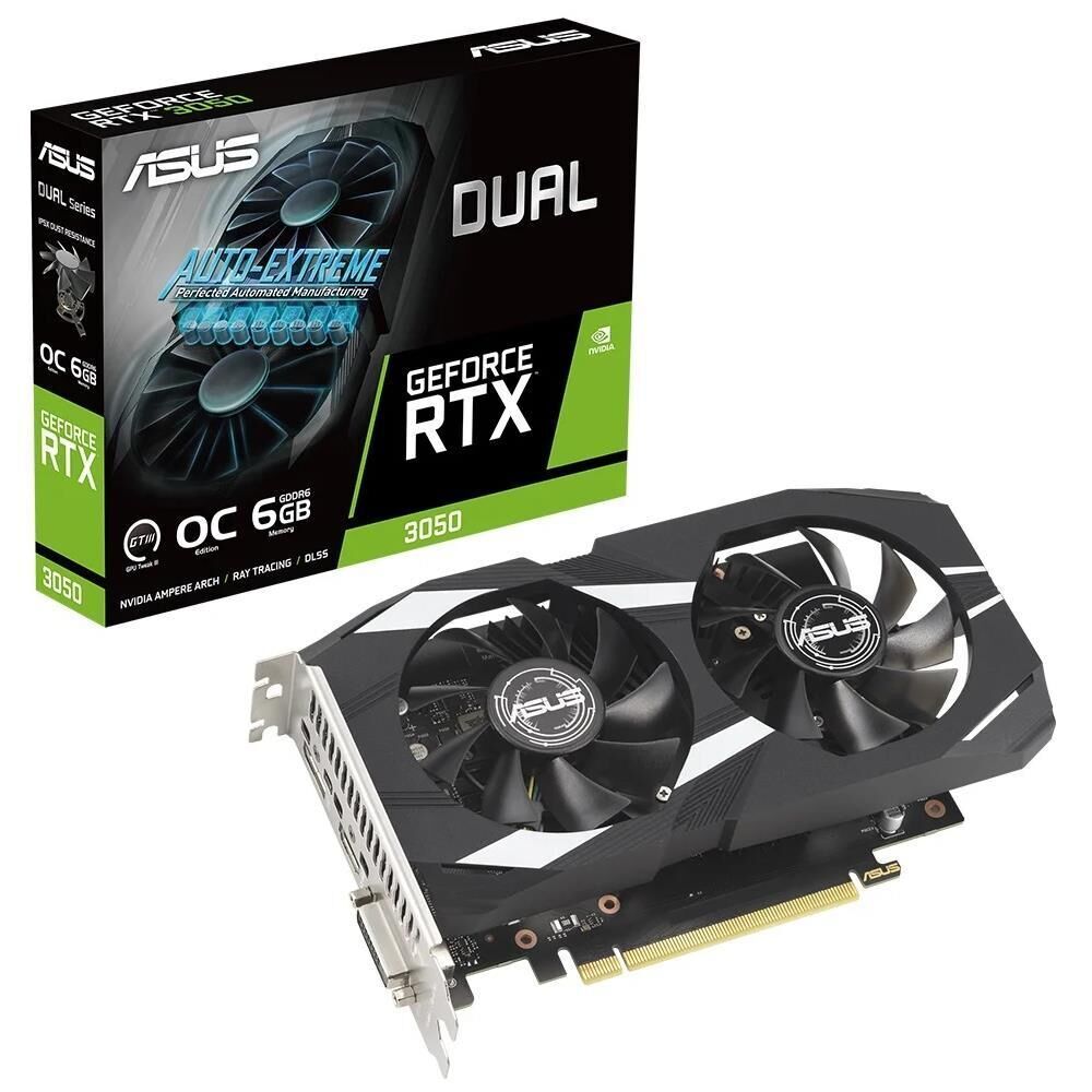 Asus Dual GeForce RTX3050 OC DUAL-RTX3050-O6G NVIDIA 6GB GDDR6 96Bit DX12 Gaming Ekran Kartı