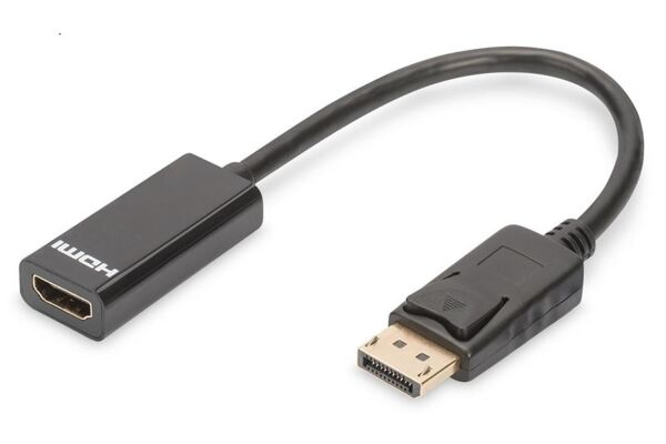 Digutus AK-340400-001-S DisplayPort (DP)  HDMI DP Erkek - HDMI Tip A Dişi, 0.15 metre, siyah