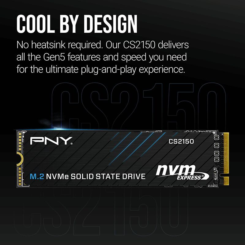 PNY CS2150 2TB  10200/8500 NVMe PCIe Gen5x4 M.2 SSD (M280CS2150-2TB-TB)