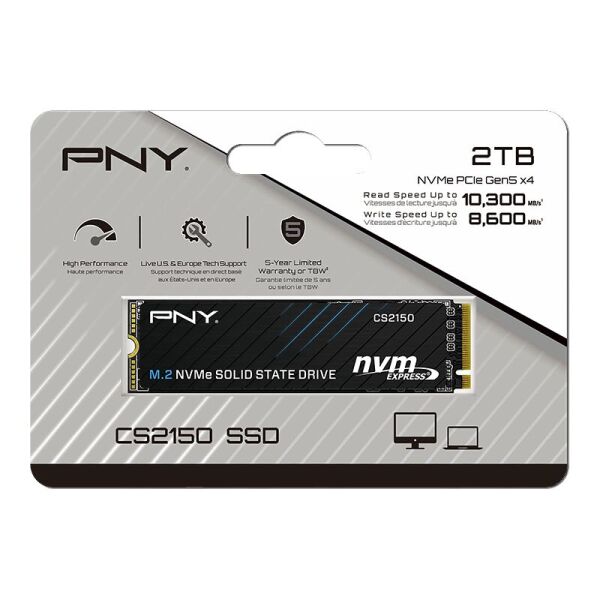 PNY CS2150 2TB  10200/8500 NVMe PCIe Gen5x4 M.2 SSD (M280CS2150-2TB-TB)
