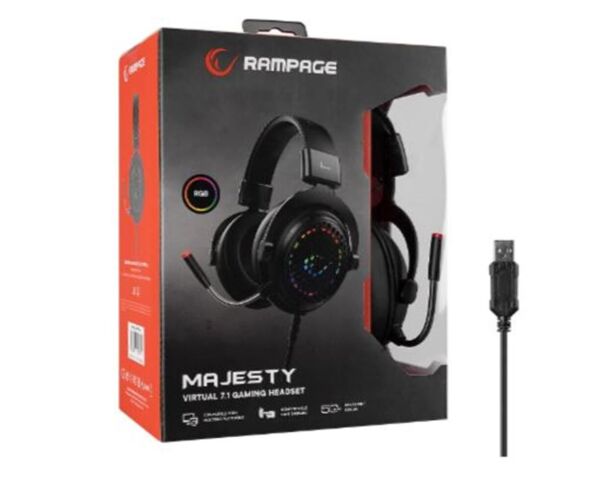 Rampage MAJESTY Siyah RGB Led 7.1 Surround Sound System Gaming Mikrofonlu Oyuncu Kulaklığı