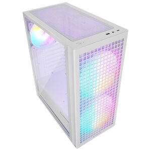 Rampage GYRA V1 WHITE Mesh 650W 80 Plus Bronze 1-12cm+2-16cm Rainbow Fan Type-c Oyuncu Kasası