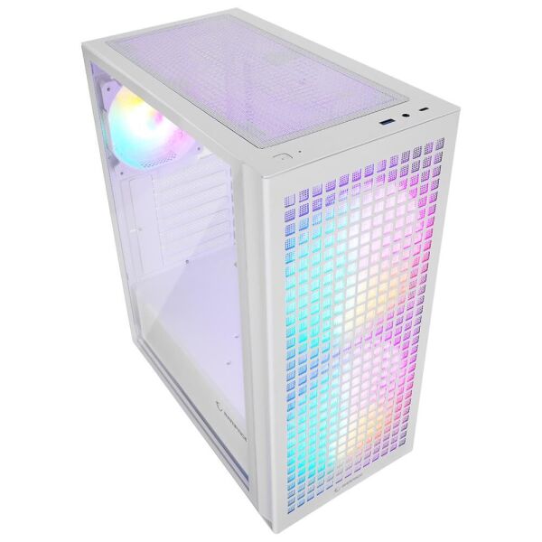 Rampage GYRA V1 WHITE Mesh 650W 80 Plus Bronze 1-12cm+2-16cm Rainbow Fan Type-c Oyuncu Kasası