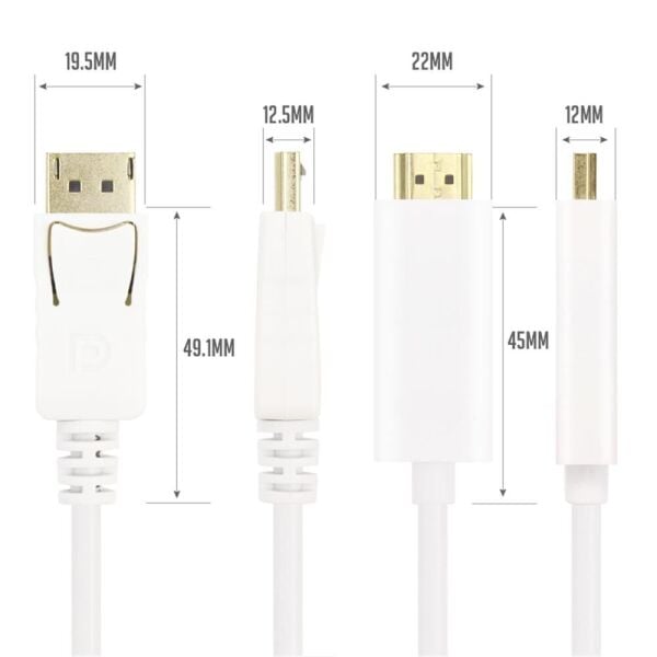 Vcom CG605L-3.0 Beyaz 3.0MT Display Port Erkek To Hdmi Erkek Kablo