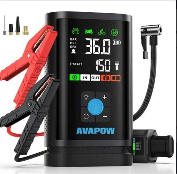 Avapow JP3 16000mAh 3000A & Lastik Şişirme Pompalı Jump Starter Taşınabilir Akü Takviye Kiti