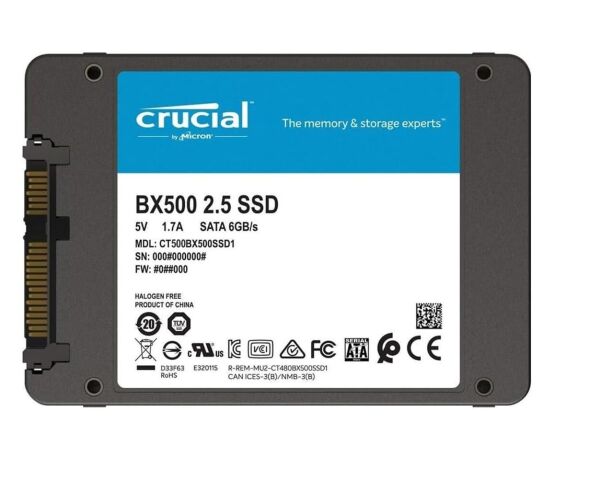 Crucial 500GB BX500 CT500BX500SSD1 2.5'' 550-500 MB-S 3D NAND SATA 3 Ssd Disk