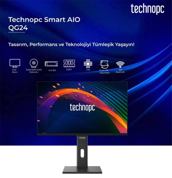 Technopc QG24 23.8'' i5-12400 8GB DDR4 512GB Freedos All In One Bilgisayar