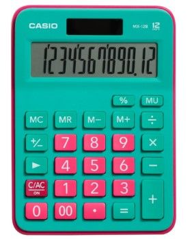 Casio MX-12B-GNRD Yeşil+Pembe 12 Hane Masa Üstü Hesap Makinesi