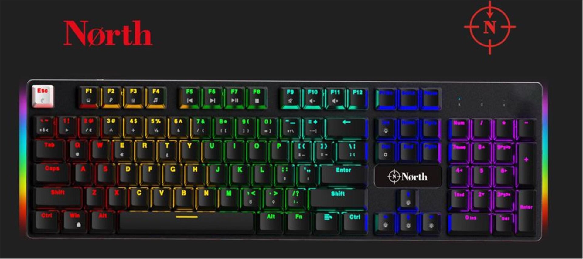 North Shield Blue Switch Türkçe Q RGB Mekanik Gaming Klavye
