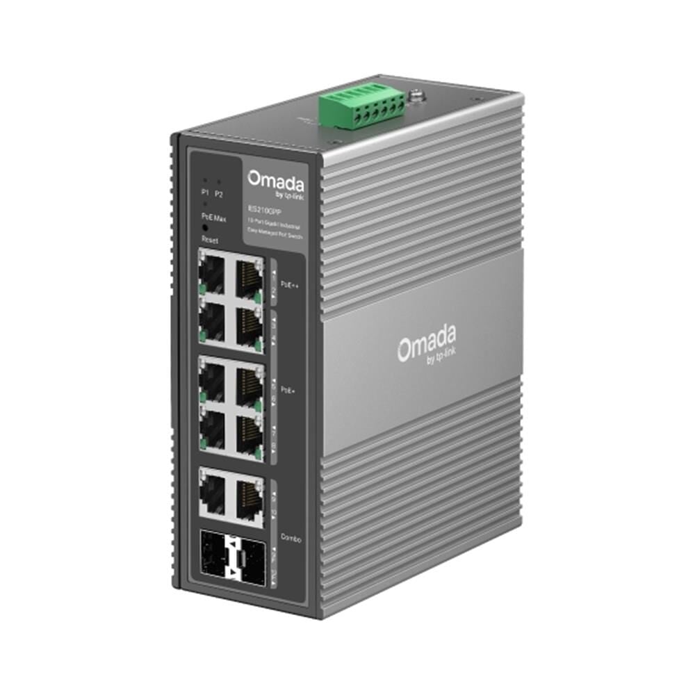 Omada TP-Link IES210GPP 10 Port Gigabit Endüstriyel Yönetilen Switch, 6-Port PoE+ and 2-Port PoE++