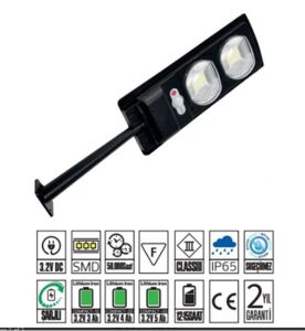 Horoz Compact 20w Led Solar Sokak Armatürü 230Lm 6400k SMD Led Beyaz Işık Su Geçirmez (12-15 saat)