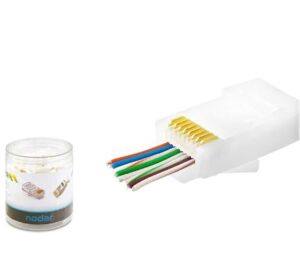 NODAR ND2406 CAT6 EZ RJ45 Konnektör 100 Adet Plastik Kutu - Beyaz