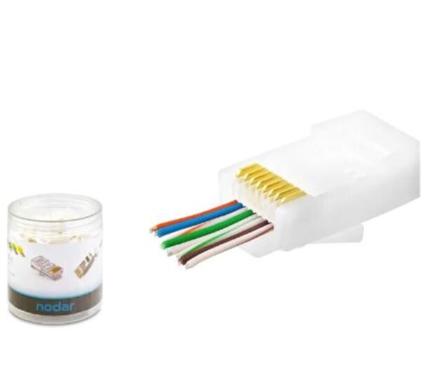 NODAR ND2406 CAT6 EZ RJ45 Konnektör 100 Adet Plastik Kutu - Beyaz