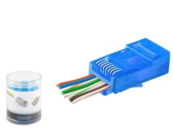 NODAR ND2404 CAT6 EZ RJ45 Konnektör 100 Adet Plastik Kutu - Mavi
