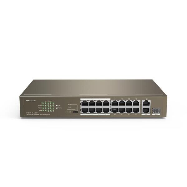 IP-COM F1118P-16-150W 16 PORT 10/100+2X1GB SFP/1XRJ45 COMBO 150W POE RACKMOUNT SWITCH
